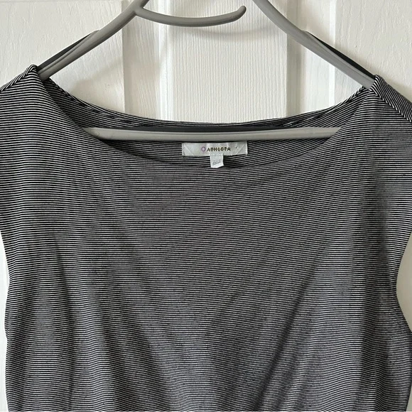 #7 ATHLETA Dress XSP Navy/White tiny stripes Boat Neck, Sleeveless, Lined - Picture 2 of 15